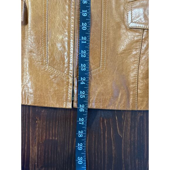 VTG Silvia y Mario Argentina Leather Jacket XL Carmel Mock Collar Full Zip Moto - Picture 13 of 14